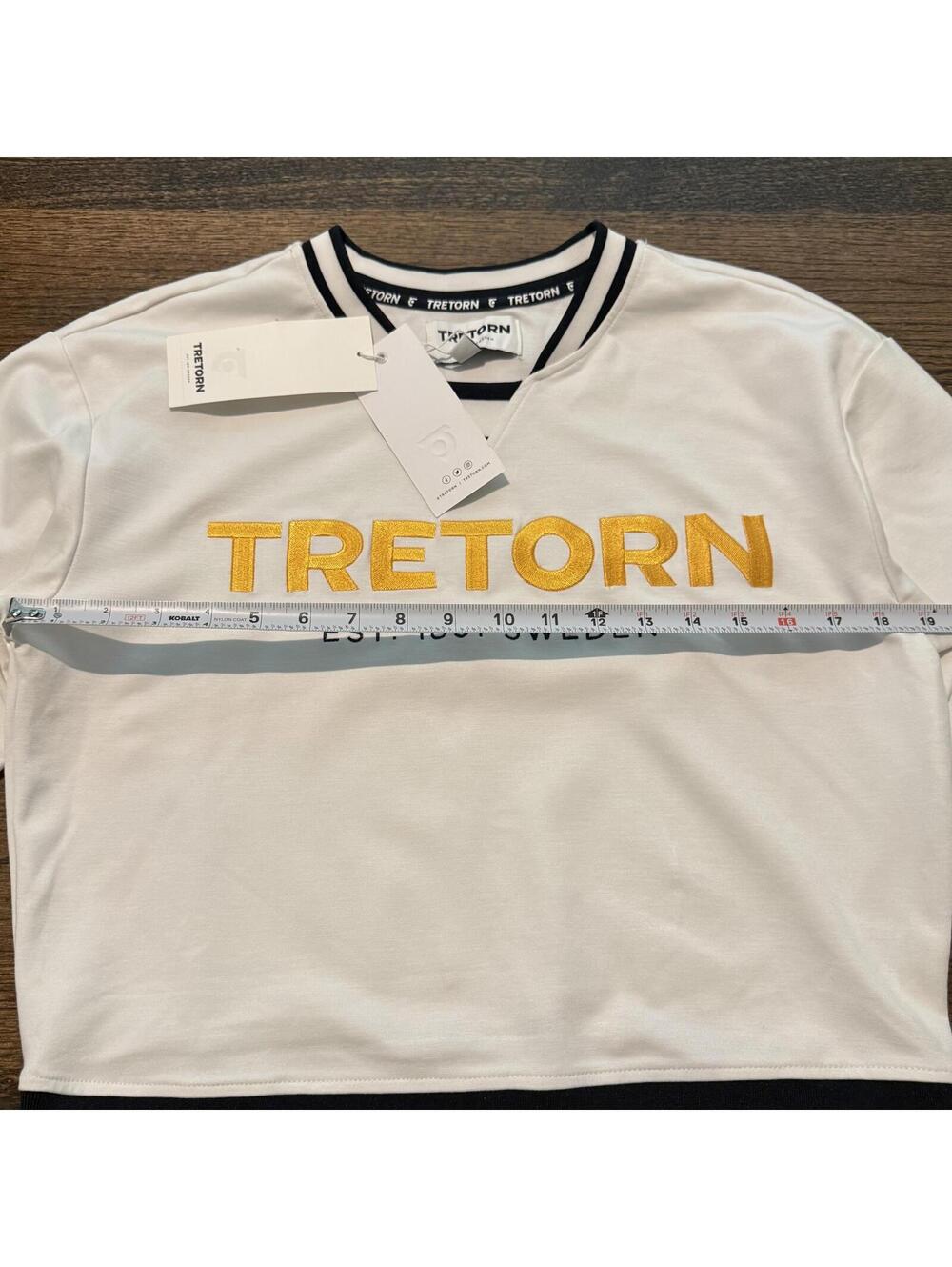 NWT Tretorn Anthropologie Logo Women's White Yellow & Blue Sweatshirt Medium - Picture 6 of 9